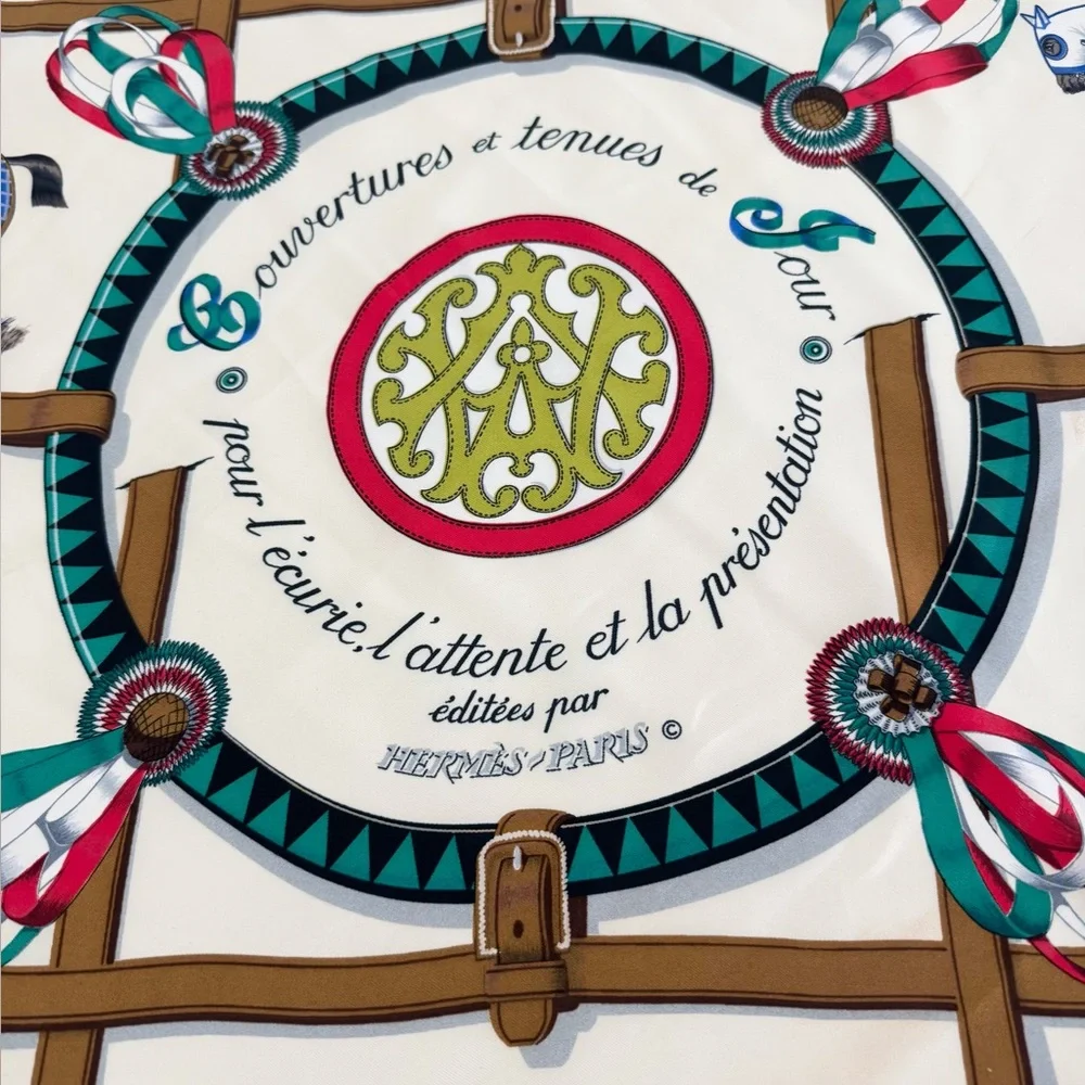 HERMES PARIS Silk Scarf ~ Couvertures et Tenues de Jour ~ - Picture 9 of 11